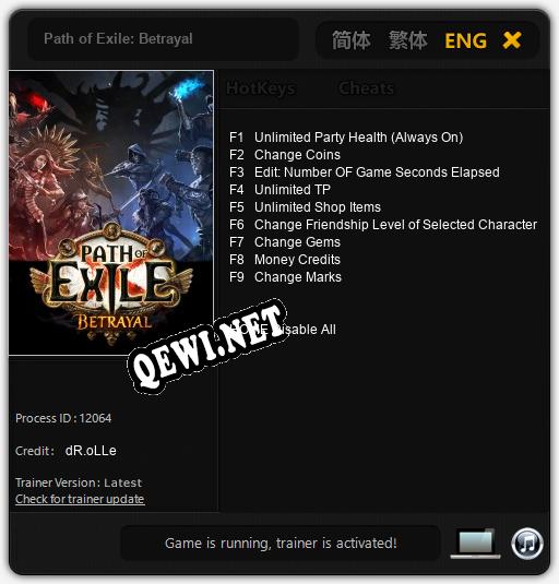 Path of Exile: Betrayal: Трейнер +9 [v1.7]