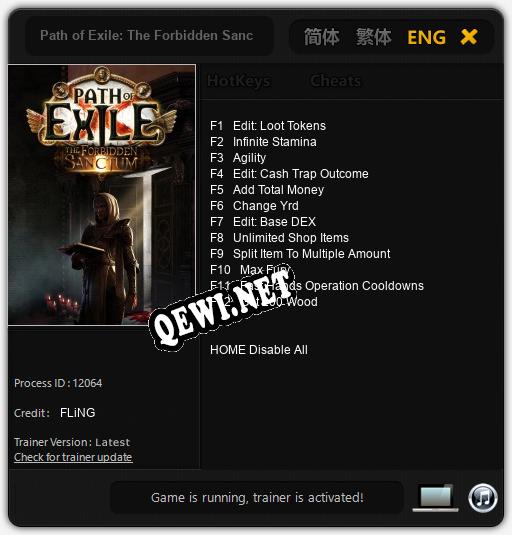 Трейнер для Path of Exile: The Forbidden Sanctum [v1.0.6]