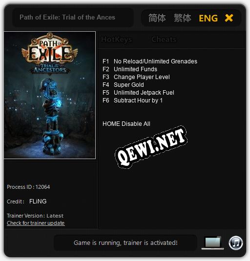 Трейнер для Path of Exile: Trial of the Ancestors [v1.0.7]