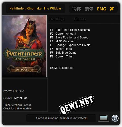 Pathfinder: Kingmaker The Wildcards: Трейнер +8 [v1.7]