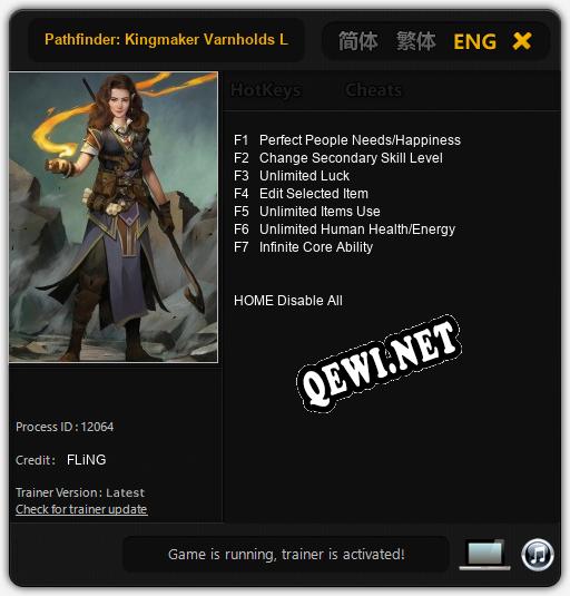 Pathfinder: Kingmaker Varnholds Lot: Трейнер +7 [v1.8]