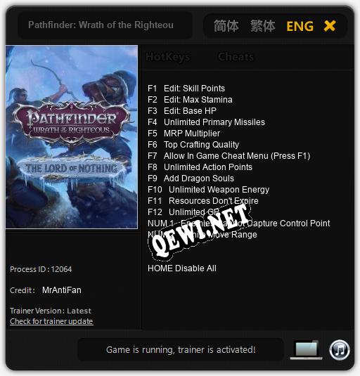Pathfinder: Wrath of the Righteous The Lord of Nothing: Трейнер +14 [v1.7]