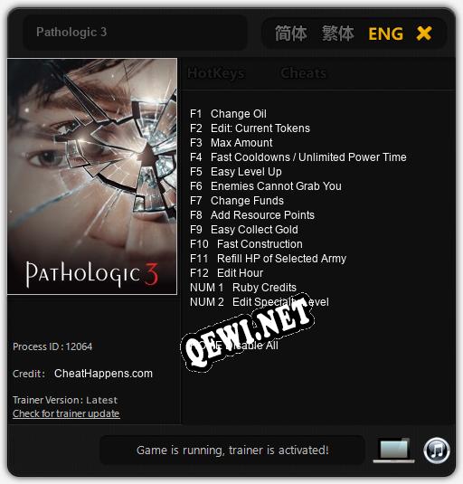 Pathologic 3: Трейнер +14 [v1.7]
