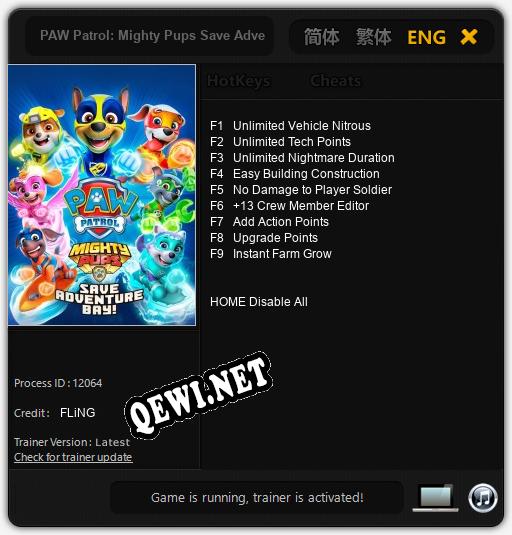 PAW Patrol: Mighty Pups Save Adventure Bay: Трейнер +9 [v1.9]