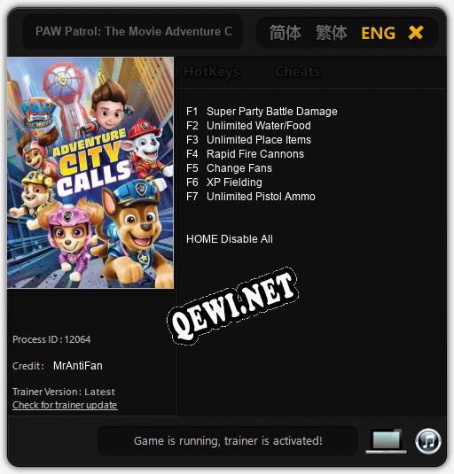 Трейнер для PAW Patrol: The Movie Adventure City Calls [v1.0.7]