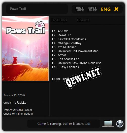 Paws Trail: Трейнер +10 [v1.3]