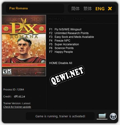 Трейнер для Pax Romana [v1.0.6]