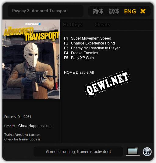 Payday 2: Armored Transport: Трейнер +5 [v1.6]