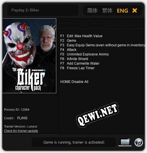 Payday 2: Biker: Трейнер +8 [v1.9]