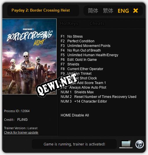 Payday 2: Border Crossing Heist: ТРЕЙНЕР И ЧИТЫ (V1.0.99)
