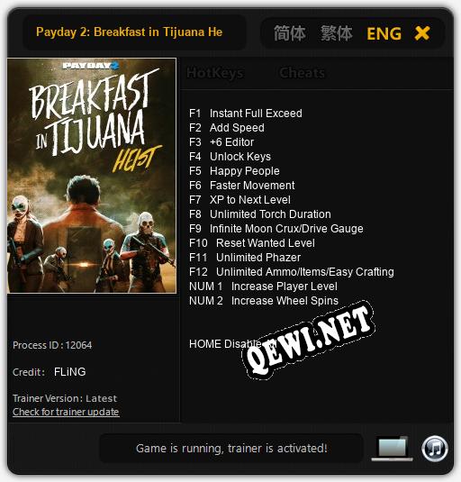 Трейнер для Payday 2: Breakfast in Tijuana Heist [v1.0.1]