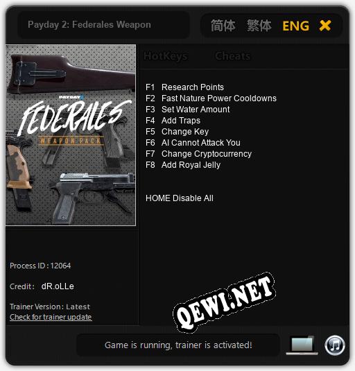 Трейнер для Payday 2: Federales Weapon [v1.0.1]