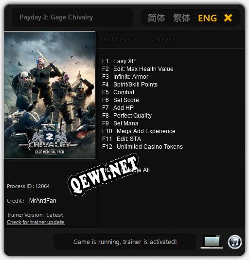 Payday 2: Gage Chivalry: ТРЕЙНЕР И ЧИТЫ (V1.0.66)