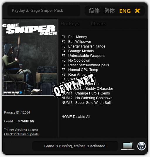 Payday 2: Gage Sniper Pack: Читы, Трейнер +15 [MrAntiFan]