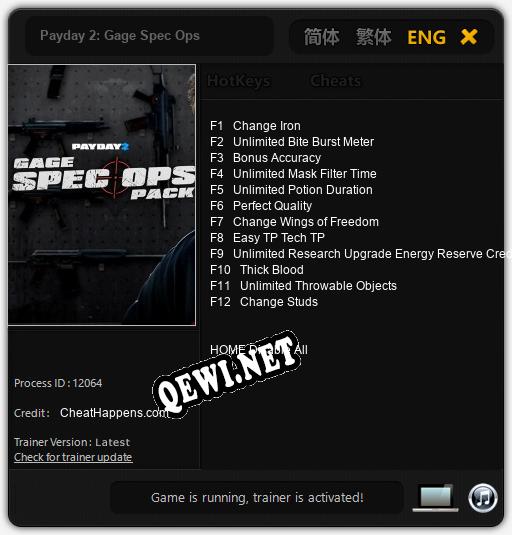 Payday 2: Gage Spec Ops: Трейнер +12 [v1.4]