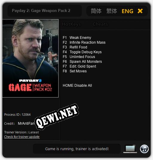 Payday 2: Gage Weapon Pack 2: Трейнер +8 [v1.1]