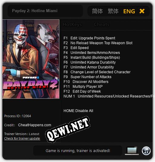 Payday 2: Hotline Miami: ТРЕЙНЕР И ЧИТЫ (V1.0.38)