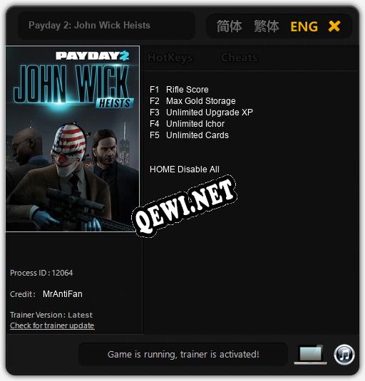 Payday 2: John Wick Heists: Читы, Трейнер +5 [MrAntiFan]