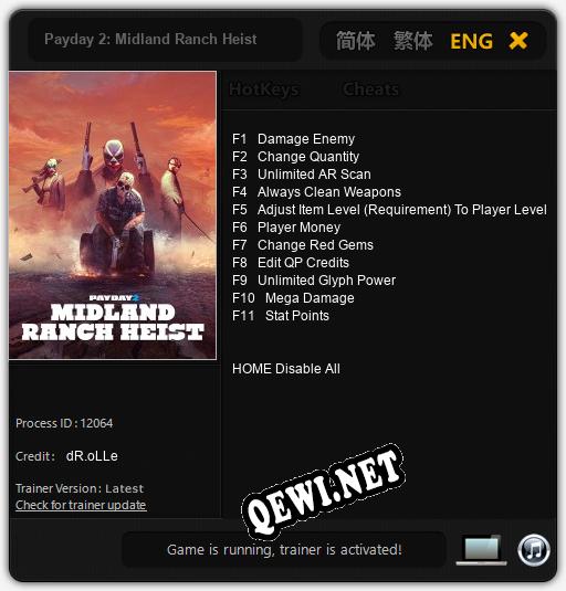 Payday 2: Midland Ranch Heist: ТРЕЙНЕР И ЧИТЫ (V1.0.85)