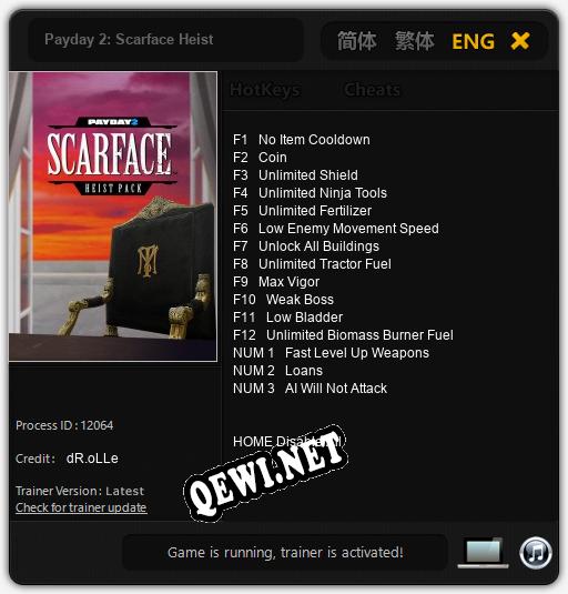 Трейнер для Payday 2: Scarface Heist [v1.0.5]
