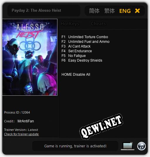 Payday 2: The Alesso Heist: Трейнер +6 [v1.5]