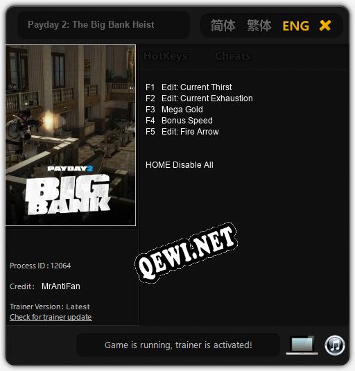 Payday 2: The Big Bank Heist: Читы, Трейнер +5 [MrAntiFan]