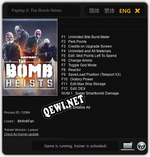 Payday 2: The Bomb Heists: Трейнер +13 [v1.6]