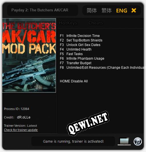 Payday 2: The Butchers AK/CAR: Читы, Трейнер +8 [dR.oLLe]