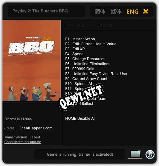 Payday 2: The Butchers BBQ: Трейнер +14 [v1.4]