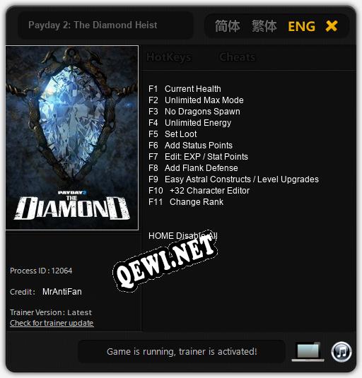 Payday 2: The Diamond Heist: Читы, Трейнер +11 [MrAntiFan]