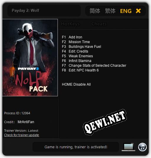 Payday 2: Wolf: Трейнер +8 [v1.3]