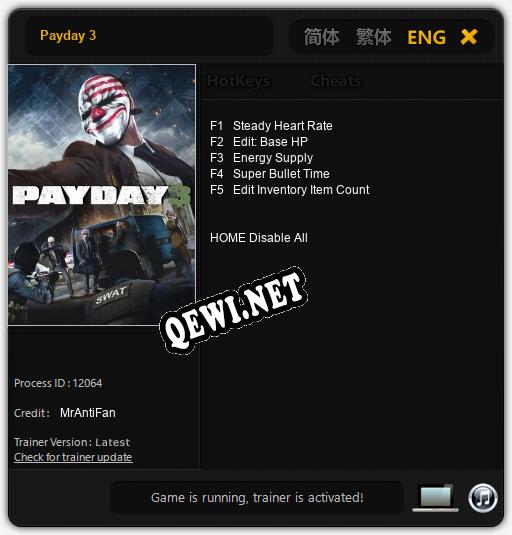 Payday 3: Читы, Трейнер +5 [MrAntiFan]