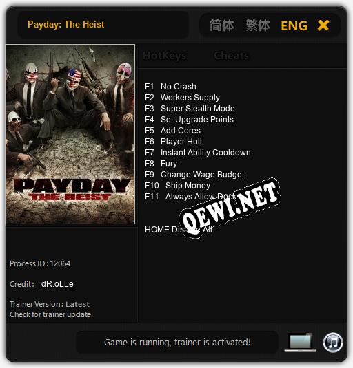 Payday: The Heist: Читы, Трейнер +11 [dR.oLLe]