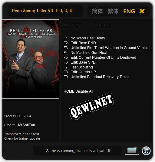 Penn & Teller VR: F U, U, U, & U: ТРЕЙНЕР И ЧИТЫ (V1.0.55)