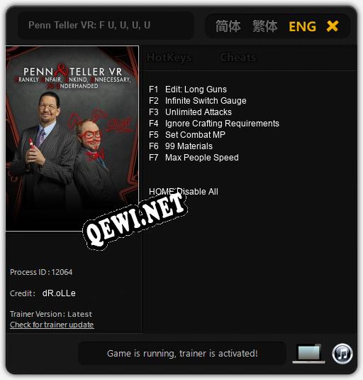 Penn Teller VR: F U, U, U, U: Трейнер +7 [v1.2]