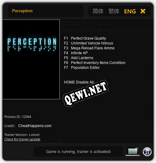 Perception: Трейнер +7 [v1.8]