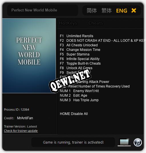 Perfect New World Mobile: Трейнер +15 [v1.1]