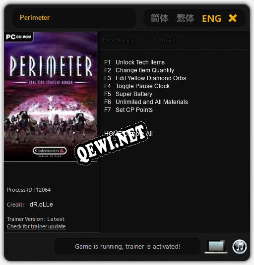Трейнер для Perimeter [v1.0.9]