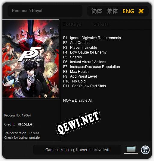 Persona 5 Royal: Читы, Трейнер +11 [dR.oLLe]