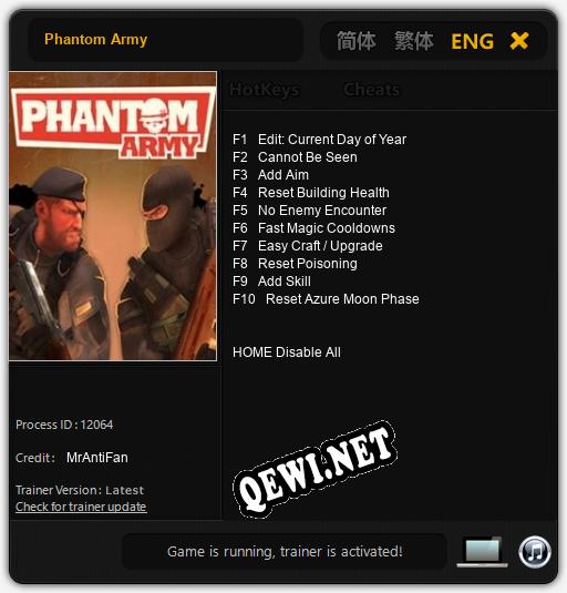 Трейнер для Phantom Army [v1.0.4]