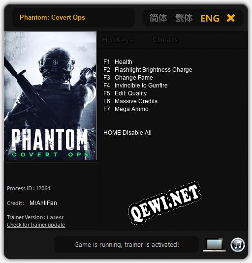 Трейнер для Phantom: Covert Ops [v1.0.9]