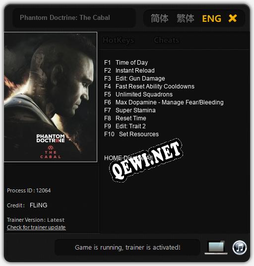 Трейнер для Phantom Doctrine: The Cabal [v1.0.7]