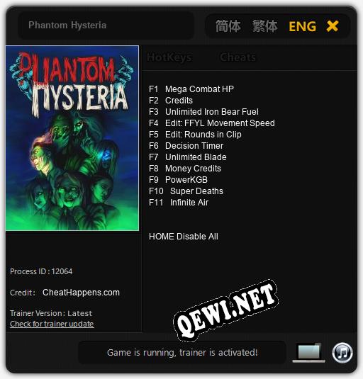 Трейнер для Phantom Hysteria [v1.0.3]