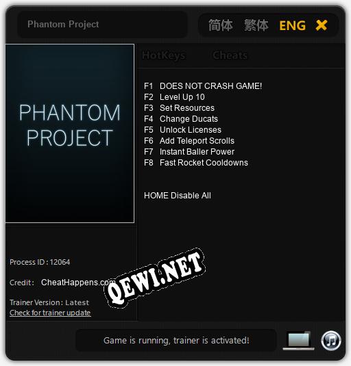 Phantom Project: Трейнер +8 [v1.9]
