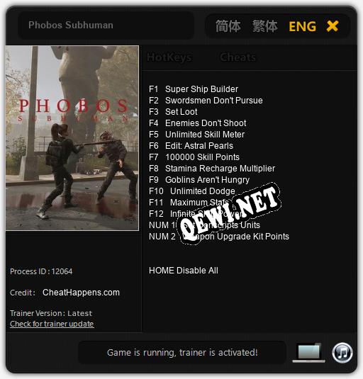 Трейнер для Phobos Subhuman [v1.0.1]