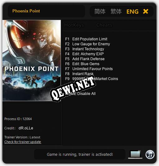 Phoenix Point: ТРЕЙНЕР И ЧИТЫ (V1.0.30)