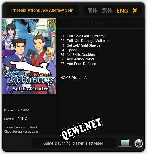 Трейнер для Phoenix Wright: Ace Attorney Spirit of Justice [v1.0.6]