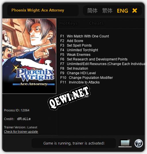 Phoenix Wright: Ace Attorney: Трейнер +11 [v1.8]