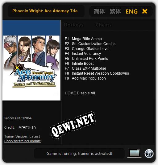 Phoenix Wright: Ace Attorney Trials and Tribulations: Трейнер +9 [v1.3]