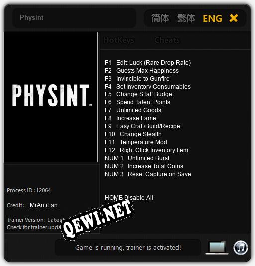 Physint: ТРЕЙНЕР И ЧИТЫ (V1.0.60)